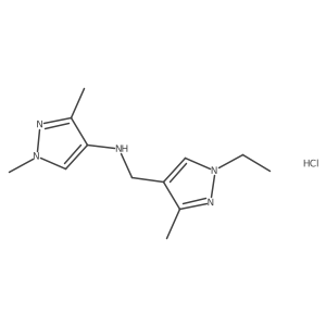 N-[(1-ethyl-3-methylpyrazol-4-yl)methyl]-1,3-dimethylpyrazol-4-amine;hydrochloride Structure
