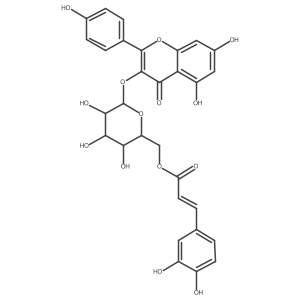 [(2R,3S,4S,5R,6S)-6-[5,7-dihydroxy-2-(4-hydroxyphenyl)-4-oxochromen-3-yl]oxy-3,4,5-trihydroxyoxan-2-yl]methyl (E)-3-(3,4-dihydroxyphenyl)prop-2-enoate Structure