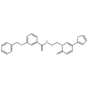 6-(benzyloxy)-N-(2-(6-oxo-3-(thiophen-2-yl)pyridazin-1(6H)-yl)ethyl)pyrimidine-4-carboxamide结构式