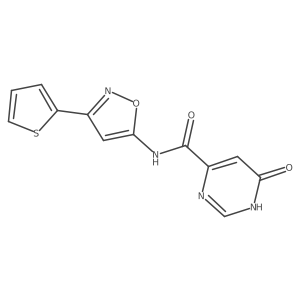 6-hydroxy-N-(3-(thiophen-2-yl)isoxazol-5-yl)pyrimidine-4-carboxamide结构式