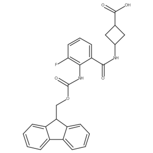 3-[2-({[(9H-fluoren-9-yl)methoxy]carbonyl}amino)-3-fluorobenzamido]cyclobutane-1-carboxylic acid Structure