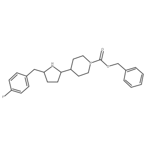 rel-Phenylmethyl 4-[(2R,5S)-5-[(4-fluorophenyl)methyl]-2-pyrrolidinyl]-1-piperidinecarboxylate结构式