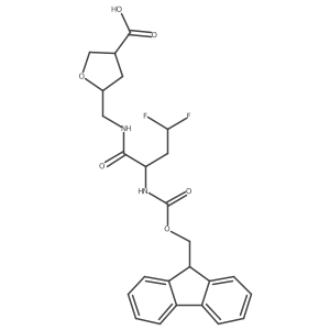 rac-(3R,5R)-5-{[2-({[(9H-fluoren-9-yl)methoxy]carbonyl}amino)-4,4-difluorobutanamido]methyl}oxolane-3-carboxylic acid结构式