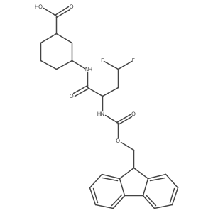 rac-(1R,3S)-3-[2-({[(9H-fluoren-9-yl)methoxy]carbonyl}amino)-4,4-difluorobutanamido]cyclohexane-1-carboxylic acid Structure