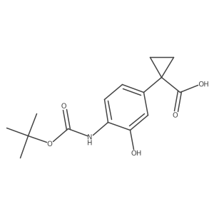 1-(4-{[(Tert-butoxy)carbonyl]amino}-3-hydroxyphenyl)cyclopropane-1-carboxylic acid结构式