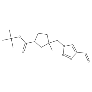tert-butyl 3-fluoro-3-[(4-formyl-1H-1,2,3-triazol-1-yl)methyl]pyrrolidine-1-carboxylate结构式