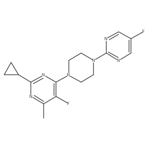 2-Cyclopropyl-5-fluoro-4-[4-(5-fluoropyrimidin-2-yl)piperazin-1-yl]-6-methylpyrimidine结构式