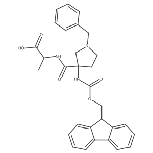 (2S)-2-{[1-benzyl-3-({[(9H-fluoren-9-yl)methoxy]carbonyl}amino)pyrrolidin-3-yl]formamido}propanoic acid结构式