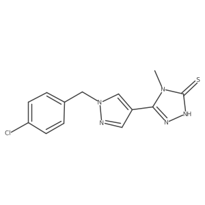 3-[1-[(4-chlorophenyl)methyl]pyrazol-4-yl]-4-methyl-1H-1,2,4-triazole-5-thione Structure
