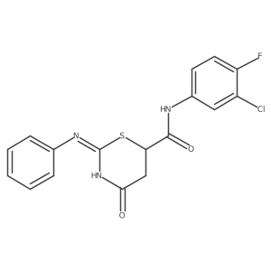N-(3-chloro-4-fluorophenyl)-4-oxo-2-(phenylamino)-5,6-dihydro-4H-1,3-thiazine-6-carboxamide结构式