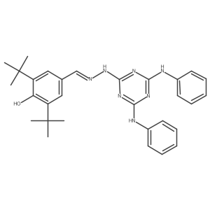 3,5-Bis(1,1-dimethylethyl)-4-hydroxybenzaldehyde 2-[4,6-bis(phenylamino)-1,3,5-triazin-2-yl]hydrazone Structure