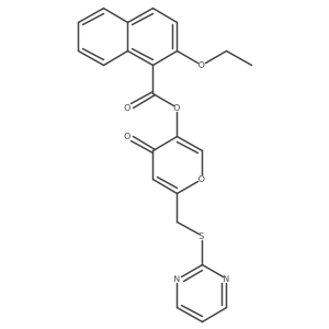 4-oxo-6-((pyrimidin-2-ylthio)methyl)-4H-pyran-3-yl 2-ethoxy-1-naphthoate Structure