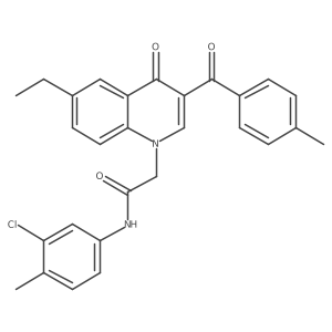 N-(3-chloro-4-methylphenyl)-2-(6-ethyl-3-(4-methylbenzoyl)-4-oxoquinolin-1(4H)-yl)acetamide结构式