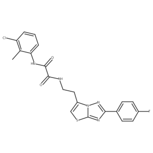 N1-(3-chloro-2-methylphenyl)-N2-(2-(2-(4-fluorophenyl)thiazolo[3,2-b][1,2,4]triazol-6-yl)ethyl)oxalamide结构式