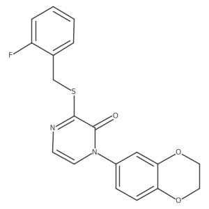 1-(2,3-dihydro-1,4-benzodioxin-6-yl)-3-[(2-fluorobenzyl)thio]pyrazin-2(1H)-one结构式