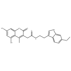 2-(5,7-dihydroxy-4-methyl-2-oxo-2H-chromen-3-yl)-N-[2-(6-methoxy-1H-indol-3-yl)ethyl]acetamide Structure