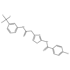 4-chloro-N-(4-(2-oxo-2-((3-(trifluoromethyl)phenyl)amino)ethyl)thiazol-2-yl)benzamide Structure
