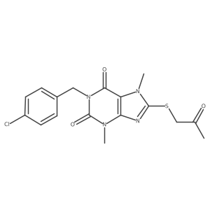 1-(4-chlorobenzyl)-3,7-dimethyl-8-((2-oxopropyl)thio)-1H-purine-2,6(3H,7H)-dione Structure