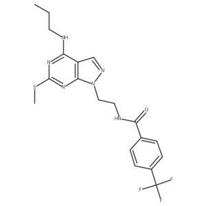N-(2-(6-(methylthio)-4-(propylamino)-1H-pyrazolo[3,4-d]pyrimidin-1-yl)ethyl)-4-(trifluoromethyl)benzamide结构式