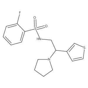 2-fluoro-N-(2-(pyrrolidin-1-yl)-2-(thiophen-3-yl)ethyl)benzenesulfonamide结构式