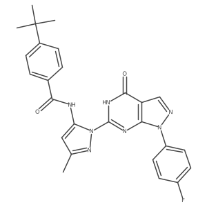 4-(tert-butyl)-N-(1-(1-(4-fluorophenyl)-4-oxo-4,5-dihydro-1H-pyrazolo[3,4-d]pyrimidin-6-yl)-3-methyl-1H-pyrazol-5-yl)benzamide Structure