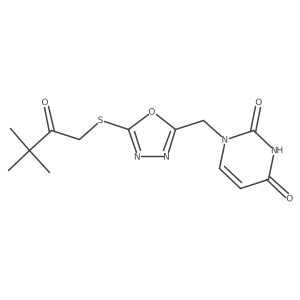 1-((5-((3,3-dimethyl-2-oxobutyl)thio)-1,3,4-oxadiazol-2-yl)methyl)pyrimidine-2,4(1H,3H)-dione Structure