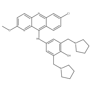 Phenol, 4-((7-chloro-2-methoxybenzo(b)-1,5-naphthyridin-10-yl)amino)-2,6-bis(1-pyrrolidinylmethyl-14C)- Structure