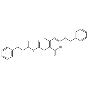 2-(2-(benzylthio)-4-methyl-6-oxo-1,6-dihydropyrimidin-5-yl)-N-(4-phenylbutan-2-yl)acetamide结构式