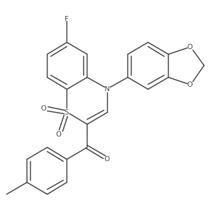 [4-(1,3-benzodioxol-5-yl)-6-fluoro-1,1-dioxido-4H-1,4-benzothiazin-2-yl](4-methylphenyl)methanone Structure