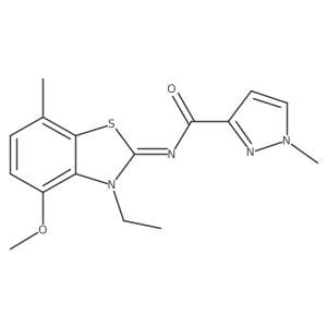 (Z)-N-(3-ethyl-4-methoxy-7-methylbenzo[d]thiazol-2(3H)-ylidene)-1-methyl-1H-pyrazole-3-carboxamide结构式