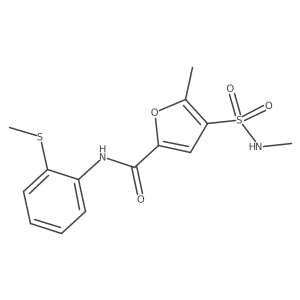 5-methyl-4-(N-methylsulfamoyl)-N-(2-(methylthio)phenyl)furan-2-carboxamide结构式