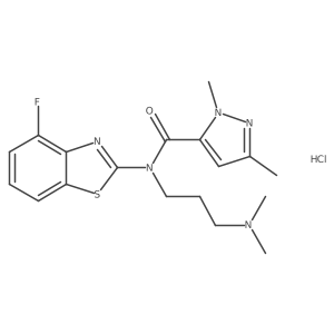 N-(3-(dimethylamino)propyl)-N-(4-fluorobenzo[d]thiazol-2-yl)-1,3-dimethyl-1H-pyrazole-5-carboxamide hydrochloride Structure
