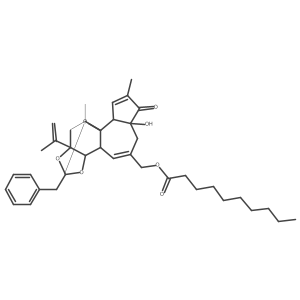 Decanoic acid, [(3bS,6aR,9aR,10R,11aS)-3b,6,6a,7,9a,10,11,11a-octahydro-6a-hydroxy-8,10-dimethyl-11a-(1-methylethenyl)-7-oxo-2-(phenylmethyl)-3aH-2,9b-epoxyazuleno[5a(2),4a(2):3,4]benzo[1,2-d]-1,3-dioxol-5-yl]methyl ester结构式