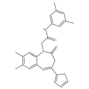 2-[7,8-dimethyl-2-oxo-4-(thiophen-2-yl)-2,3-dihydro-1H-1,5-benzodiazepin-1-yl]-N-(3,5-dimethylphenyl)acetamide结构式