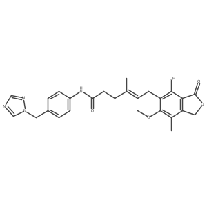 (4E)-6-(4-hydroxy-6-methoxy-7-methyl-3-oxo-1,3-dihydro-2-benzofuran-5-yl)-4-methyl-N-[4-(1H-1,2,4-triazol-1-ylmethyl)phenyl]hex-4-enamide Structure