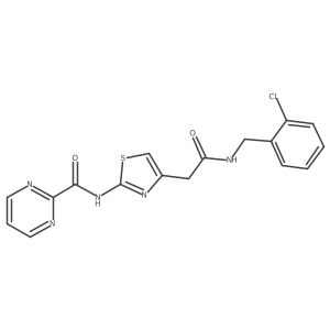 N-(4-(2-((2-chlorobenzyl)amino)-2-oxoethyl)thiazol-2-yl)pyrimidine-2-carboxamide结构式