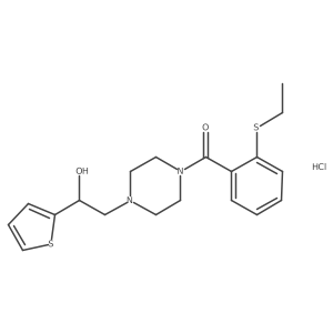 (2-(Ethylthio)phenyl)(4-(2-hydroxy-2-(thiophen-2-yl)ethyl)piperazin-1-yl)methanone hydrochloride Structure