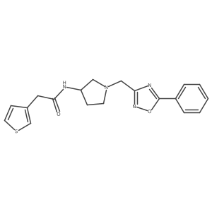 N-(1-((5-phenyl-1,2,4-oxadiazol-3-yl)methyl)pyrrolidin-3-yl)-2-(thiophen-3-yl)acetamide结构式