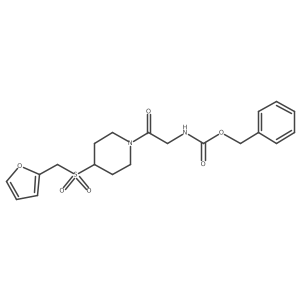Benzyl (2-(4-((furan-2-ylmethyl)sulfonyl)piperidin-1-yl)-2-oxoethyl)carbamate结构式