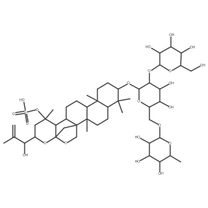 I(2)-D-Glucopyranoside, (3I(2),17I(3/4),24R)-16,23:16,30-diepoxy-24-hydroxy-20-(sulfooxy)dammar-25-en-3-yl O-6-deoxy-I+/--L-mannopyranosyl-(1a4)-O-[I(2)-D-glucopyranosyl-(1a2)]-结构式