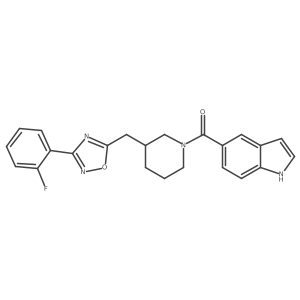 (3-((3-(2-fluorophenyl)-1,2,4-oxadiazol-5-yl)methyl)piperidin-1-yl)(1H-indol-5-yl)methanone结构式