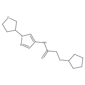 2-(cyclopentylthio)-N-(1-(tetrahydrofuran-3-yl)-1H-pyrazol-4-yl)acetamide Structure