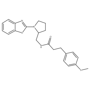 N-((1-(benzo[d]oxazol-2-yl)pyrrolidin-2-yl)methyl)-3-(4-(methylthio)phenyl)propanamide结构式