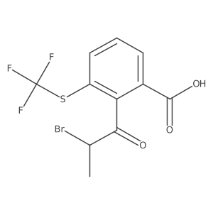CC(Br)C(=O)c1c(SC(F)(F)F)cccc1C(=O)O结构式