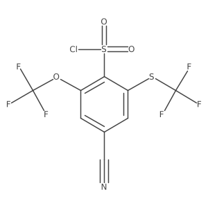 4-Cyano-2-(trifluoromethoxy)-6-((trifluoromethyl)thio)benzene-1-sulfonyl chloride Structure