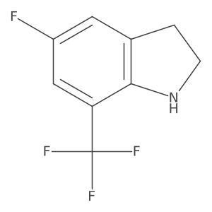 5-fluoro-7-(trifluoromethyl)-2,3-dihydro-1H-indole结构式