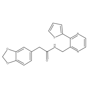 2-(benzo[d][1,3]dioxol-5-yl)-N-((3-(thiophen-2-yl)pyrazin-2-yl)methyl)acetamide结构式