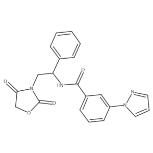 N-(2-(2,4-dioxooxazolidin-3-yl)-1-phenylethyl)-3-(1H-pyrazol-1-yl)benzamide结构式