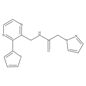 2-(1H-pyrazol-1-yl)-N-((3-(thiophen-2-yl)pyrazin-2-yl)methyl)acetamide结构式