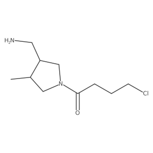 rac-1-[(3R,4S)-3-(aminomethyl)-4-methylpyrrolidin-1-yl]-4-chlorobutan-1-one结构式
